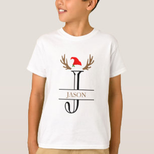 Personlig initialbokstav J Tomtehatt Horn T Shirt