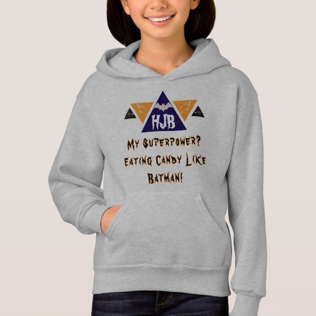 Personlig initialer Halloween Fladdermus Man Trian T Shirt (Framsida)