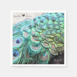 Personlig Initialer Peacock Bröllop Napkins Pappersservett