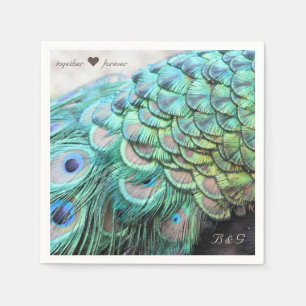 Personlig Initialer Peacock Bröllop Napkins Pappersservett