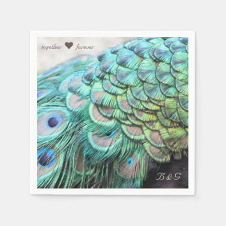 Personlig Initialer Peacock Bröllop Napkins Pappersservett