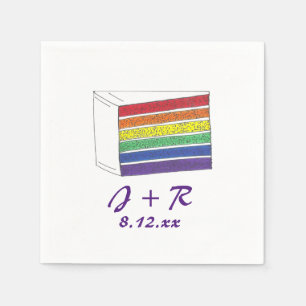 Personlig Initialer Rainbow Cake Pride Napkins Pappersservett