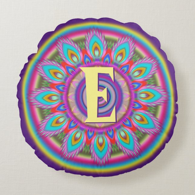 Personlig initialer rund kudde (Framsidan)