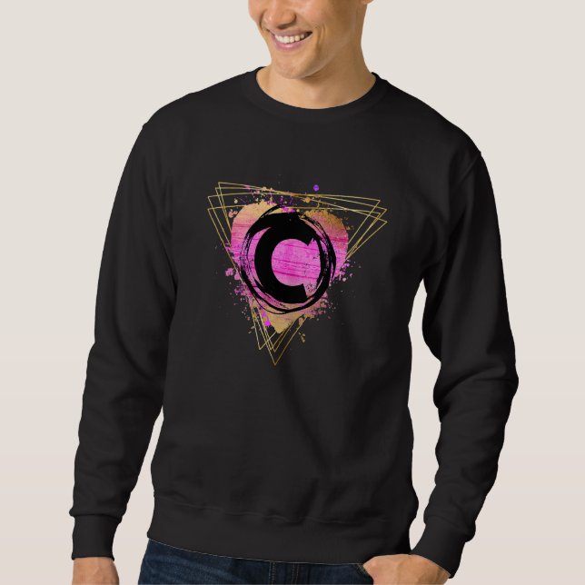 Personlig Initialt C Monogram Brev Deco Cute C Lång Ärmad Tröja (Framsida)