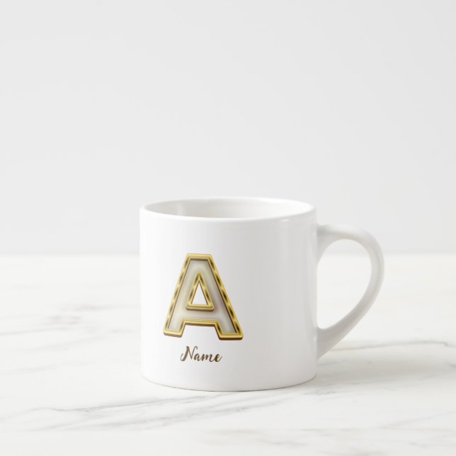 Personlig Inledande A Monogram Guld-typografi Espressomugg (Höger)