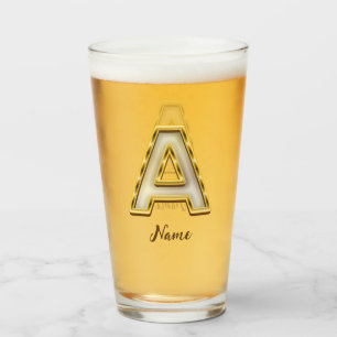 Personlig Inledande A Monogram Guld-typografi Glaskopp