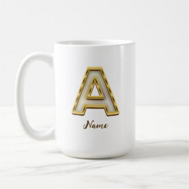 Personlig Inledande A Monogram Guld-typografi Kaffemugg