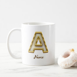 Personlig Inledande A Monogram Guld-typografi Kaffemugg