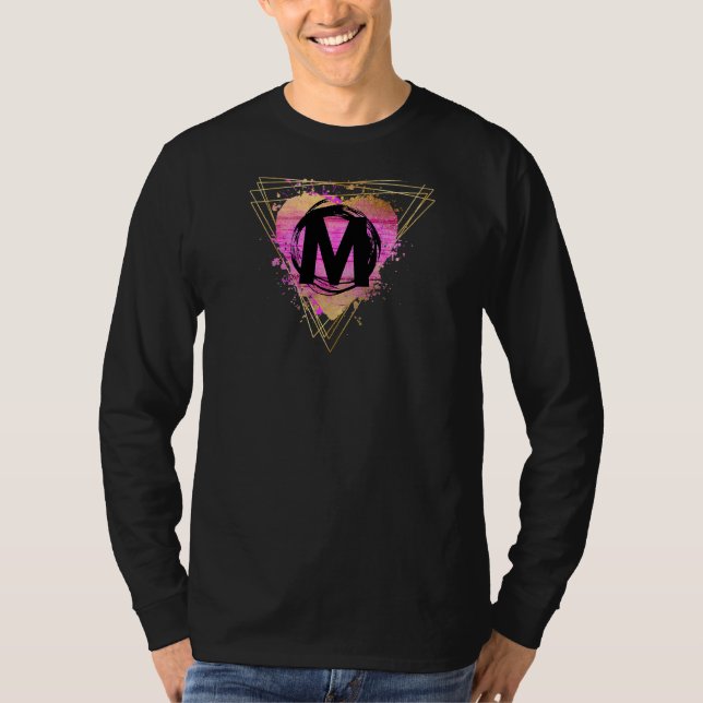 Personlig Inledande M Monogram Brev Deco Cute C T Shirt (Framsida)