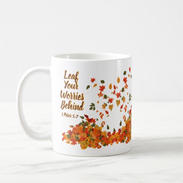 Personlig Inledningsvis Löv din oro bakom dig Kaffemugg (Vänster)