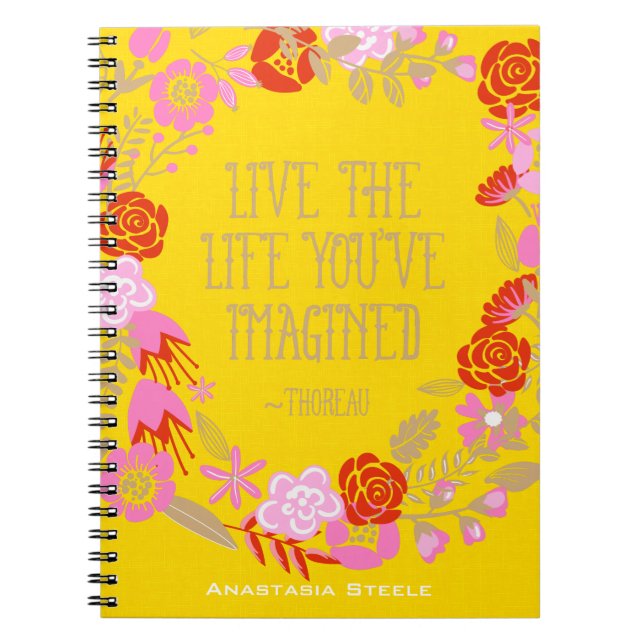 Personlig inspiration Live Life Imagted Quote Anteckningsbok (Framsidan)
