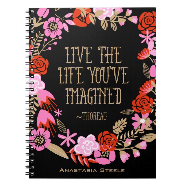 Personlig inspiration Live Life Imagted Quote Anteckningsbok Med Spiral (Framsidan)