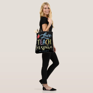 Personlig Inspire Colorful Quote Teacher Tygkasse