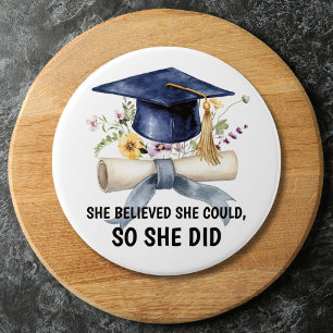 Personlig Inspirerande Citat Blommig Examen Knapp