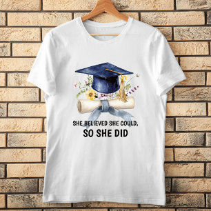 Personlig Inspirerande Citat Blommig Examen T Shirt