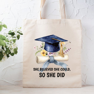 Personlig Inspirerande Citat Blommig Examen Tygkasse