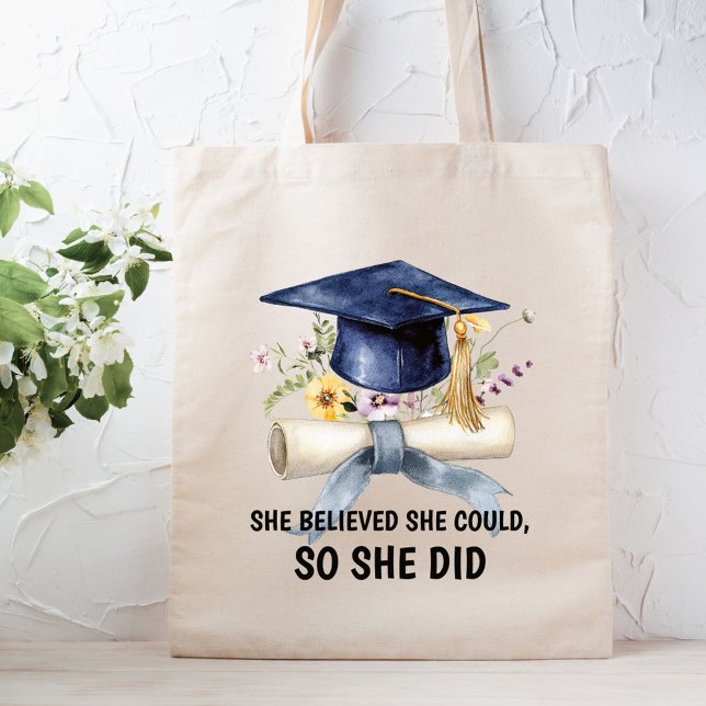 Personlig Inspirerande Citat Blommig Examen Tygkasse (Skapare uppladdad)