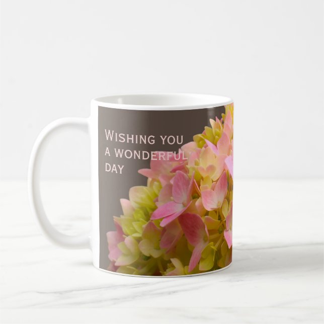 Personlig Inspirerande Vår Hydrangea Blomma Kaffemugg (Vänster)