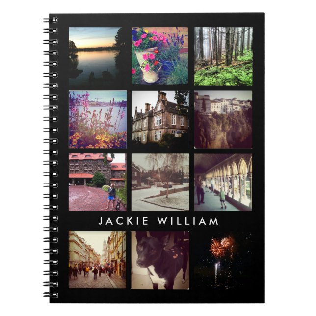 Personlig Instagram Photo Black Notebook Anteckningsbok Med Spiral (Framsidan)