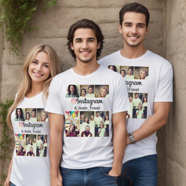 Personlig Instagram-profil T-Shirt (Instagram logo and photo collage grid to increase your followers and likes. )