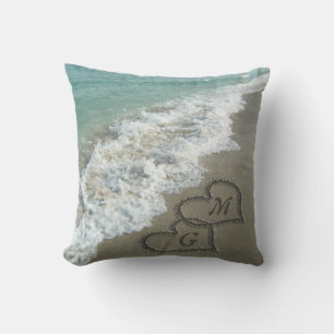 Personlig Interlocking Sand Hearts Beach Pillow Kudde