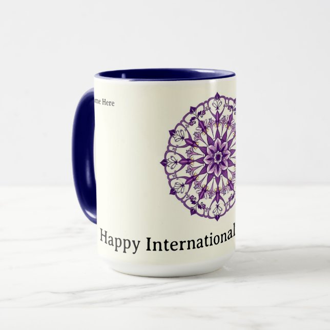 Personlig internationell kvinnodagsblomma mugg (Framsida vänster)