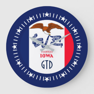 Personlig Iowa Statlig flagga Design på Stor Klocka