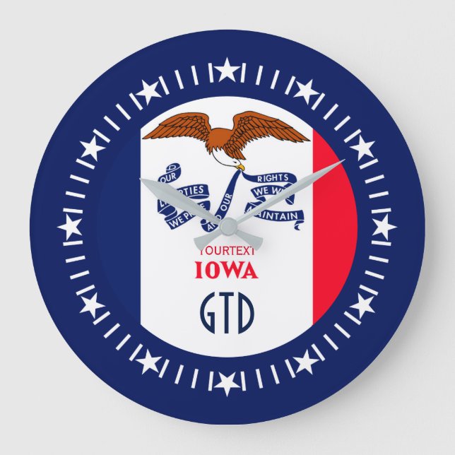 Personlig Iowa Statlig flagga Design på Stor Klocka (Framsida)