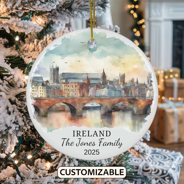 Personlig Ireland Ornament, Ireland Gift Julgransprydnad Keramik (Skapare uppladdad)
