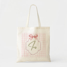 Personlig Iris Flicka Nursery Art Rosa Bow Tygkasse