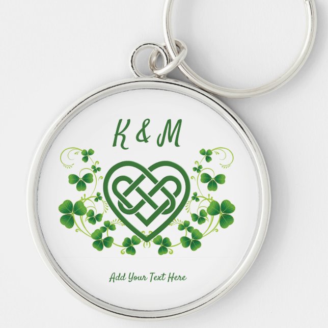 Personlig Irish Celtic Kärlek Knot Rund Silverfärgad Nyckelring (Framsidan)