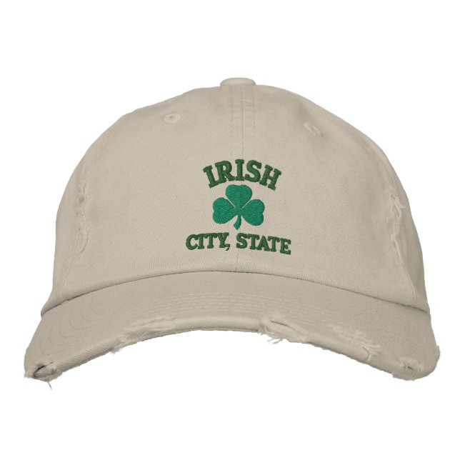 Personlig Irish City State Embroized Hat Broderad Keps (Framsida)