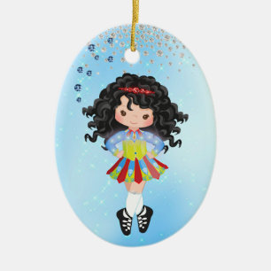 Personlig Irish Dance Black Hair Girl jul Julgransprydnad Keramik