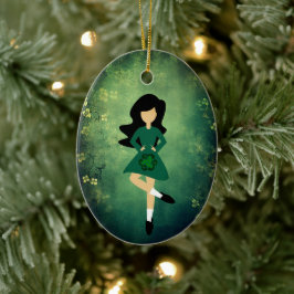 Personlig Irish Dance Black Hair-jul Julgransprydnad Keramik