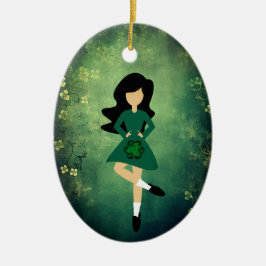 Personlig Irish Dance Black Hair-jul Julgransprydnad Keramik