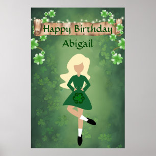 Personlig Irish Dance, Blon Hair Grattis på födels Poster