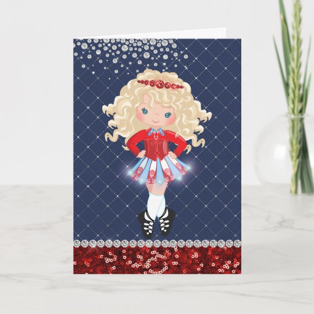 Personlig Irish Dance Blond Girl Birthday Kort (Framsida)
