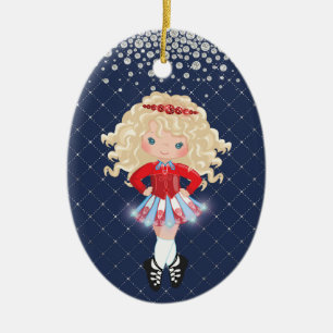 Personlig Irish Dance Blond Girl jul Julgransprydnad Keramik