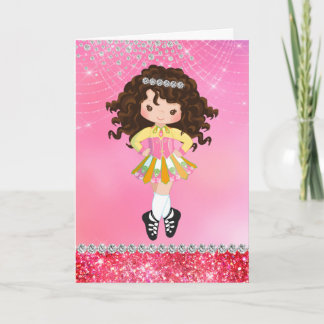 Personlig Irish Dance Brunette Girl Birthday Kort