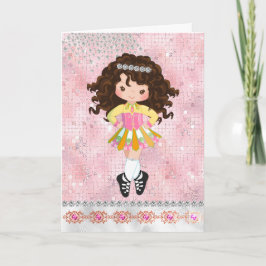 Personlig Irish Dance Brunette Girl Birthday Kort