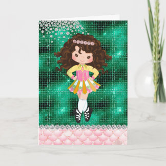 Personlig Irish Dance Brunette Girl Birthday Kort
