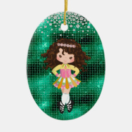 Personlig Irish Dance Brunette Girl jul Julgransprydnad Keramik