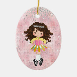 Personlig Irish Dance Brunette Girl jul Julgransprydnad Keramik