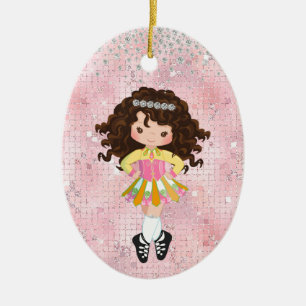 Personlig Irish Dance Brunette Girl jul Julgransprydnad Keramik