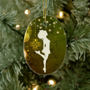 Personlig Irish Dance Celtic Klöver jul Julgransprydnad Keramik