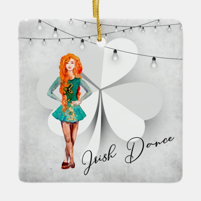 Personlig Irish Dance Klöver jul Julgransprydnad Keramik (Framsida)