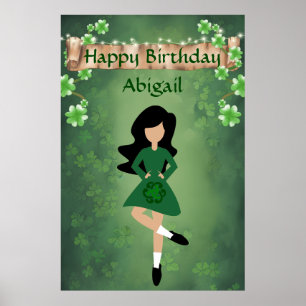 Personlig Irish Dance, Red Black Grattis på födels Poster