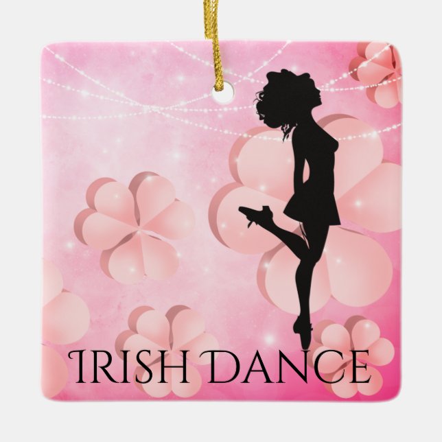 Personlig Irish Dance Rosa Shamrocks jul Julgransprydnad Keramik (Framsida)