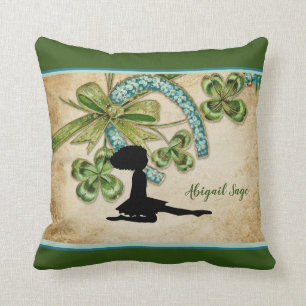 Personlig Irish Dancer, Shamrock and Horseshoe Kudde