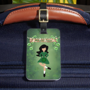 Personlig Irish Dancer with Black Hair Dance Bagagebricka